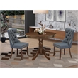 East West Furniture 3-Piece Kitchen Table Set in Antique Walnut/Platinum Gray