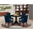 East West Furniture 5-Piece Modern Dining Table Set in Black/Navy Blue