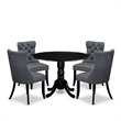 East West Furniture 5-Piece Dining Set in Black/Platinum Gray