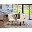 East West Furniture Linen Fabric Parson Dining Chair in Light Beige (Set of 2)