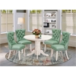 East West Furniture 5-Piece Kitchen Table Set in Linen White/Willow Green