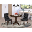 East West Furniture 3-Piece Kitchen Table Set in Antique Walnut/Dark Gray