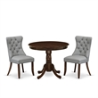 East West Furniture 3-Piece Dining Table Set  in Light Gray/Antique Walnut