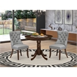 East West Furniture 3-Piece Dining Table Set  in Light Gray/Antique Walnut
