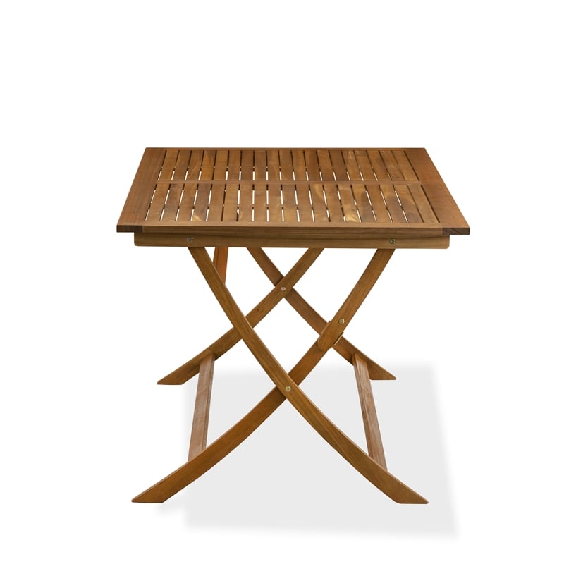 East West Furniture 7-Piece Patio Dining Set in Natural Oil