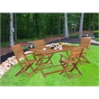 East West Furniture 5-Piece Patio Dining Set in Natural Oil