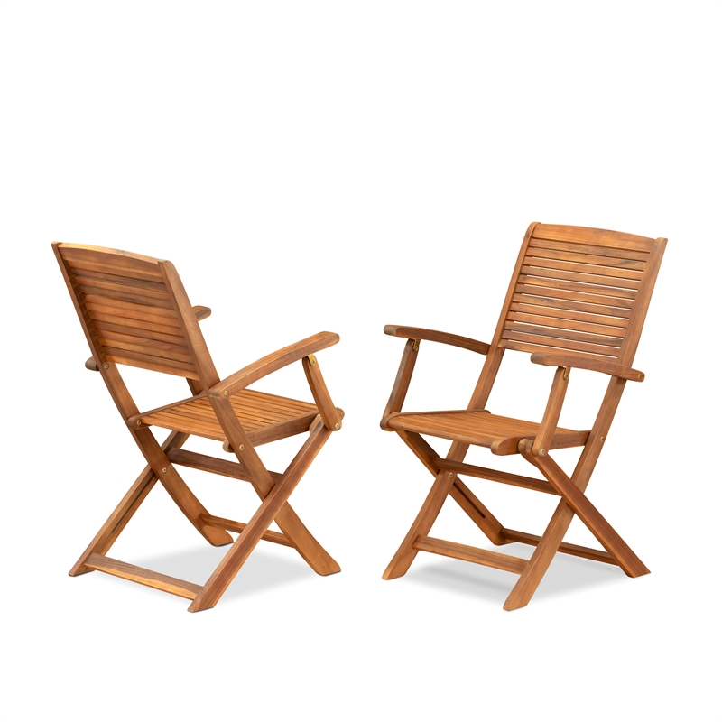 East West Furniture 7-Piece Outdoor Patio Dining Set in Natural Oil
