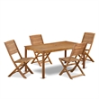 East West Furniture 5-Piece Patio Garden Table Set in Natural Oil
