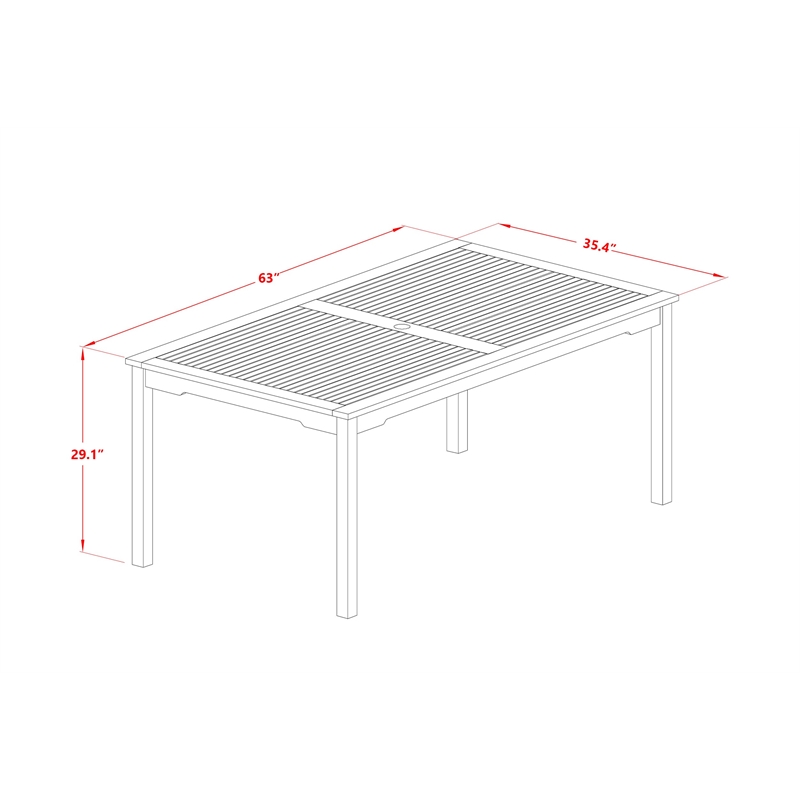 East West Furniture 5-Piece Patio Garden Table Set in Natural Oil