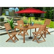East West Furniture 5-Piece Patio Garden Table Set in Natural Oil