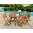 East West Furniture 7-Piece Patio Dining Set in Natural Oil