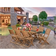 East West Furniture 9-Piece Patio Garden Table Set in Natural Oil