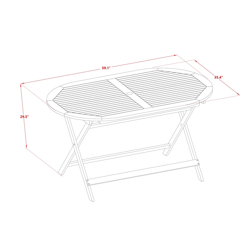 East West Furniture 5-Piece Patio Garden Table Set in Natural Oil