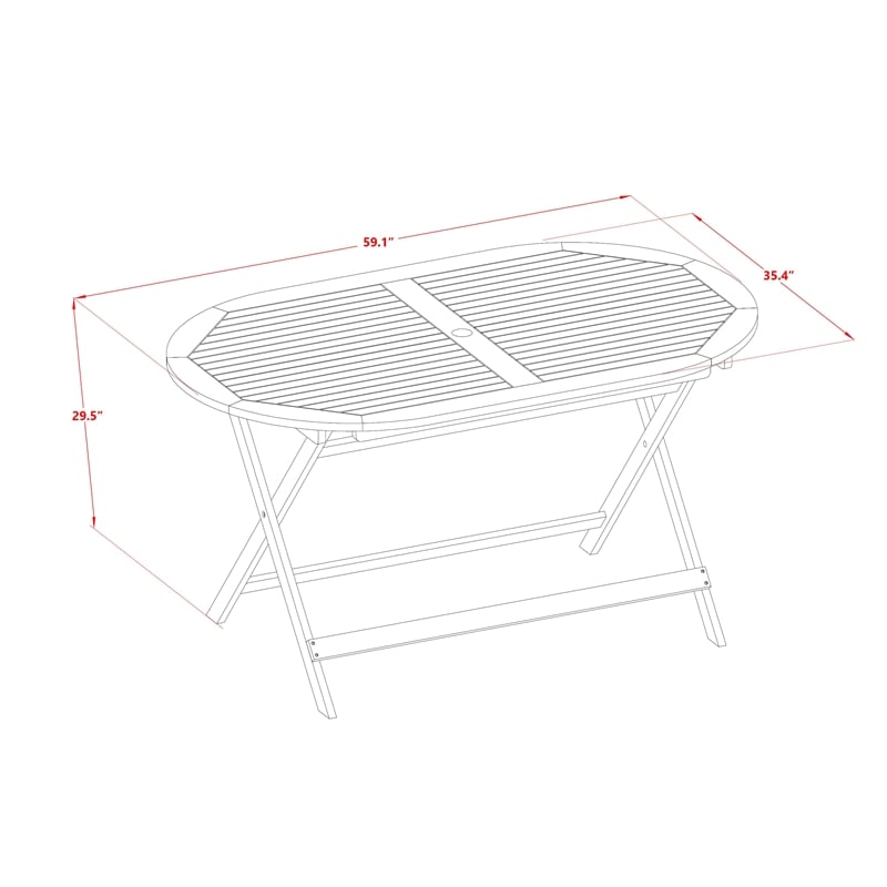 East West Furniture 7-Piece Patio Dining Set in Natural Oil