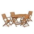 East West Furniture 5-Piece Outdoor Patio Dining Set in Natural Oil