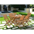 East West Furniture 7-Piece Patio Dining Set in Natural Oil