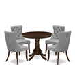 East West Furniture 5-Piece Kitchen Table Set in Light Gray/Antique Walnut