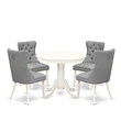 East West Furniture 5-Piece Dining Room Set in Linen White/Light Gray
