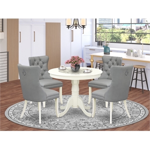 East West Furniture 5-Piece Dining Room Set in Linen White/Light Gray