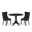 East West Furniture 3-Piece Dinette Set in Antique Walnut/Dark Gray