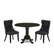East West Furniture 3-Piece Dining Table Set in Black/Dark Gray