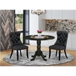 East West Furniture 3-Piece Dining Table Set in Black/Dark Gray