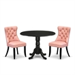 East West Furniture 3-Piece Kitchen Table Set in Black/Beige Red