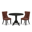 East West Furniture 3-Piece Dining Room Set in Black/Burgandy