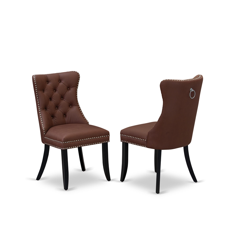 East West Furniture 3-Piece Dining Room Set in Black/Burgandy