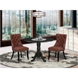 East West Furniture 3-Piece Dining Room Set in Black/Burgandy