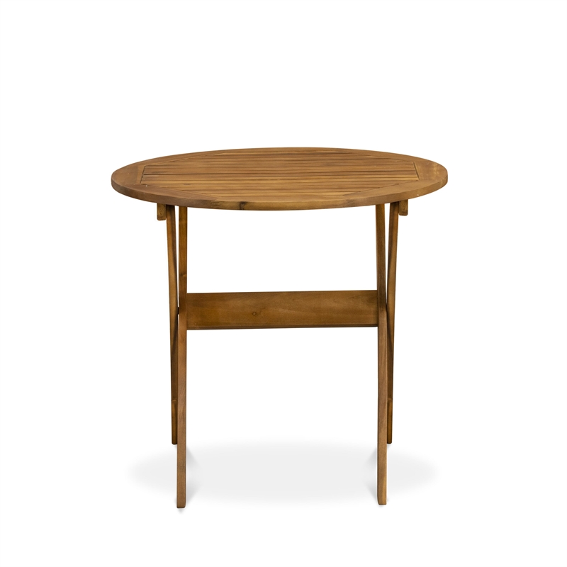 East West Furniture 3-Piece Outdoor Bistro Set in Natural Oil