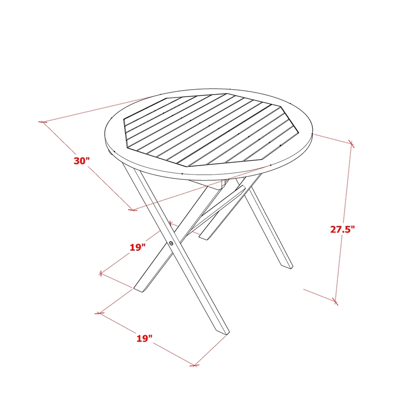 East West Furniture 3-Piece Outdoor Bistro Set in Natural Oil