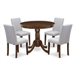 East West Furniture 5-Piece Kitchen Table Set in Antique Walnut/Gray