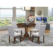 East West Furniture 5-Piece Kitchen Table Set in Antique Walnut/Gray