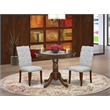 East West Furniture 3-Piece Dining Set for Small Spaces in Antique Walnut/Gray