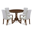 East West Furniture 5-Piece Modern Dining Table Set in Antique Walnut/Gray