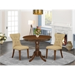 East West Furniture 3-Piece Dining Set in Antique Walnut/Brown