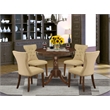 East West Furniture 5-Piece Dining Set for Small Spaces in Antique Walnut/Brown