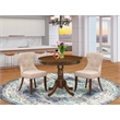 East West Furniture 3-Piece Dinette Set in Antique Walnut/Light Tan