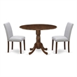 East West Furniture 3-Piece Dining Set for Small Spaces in Antique Walnut/Gray