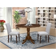 East West Furniture 3-Piece Dining Set for Small Spaces in Antique Walnut/Gray
