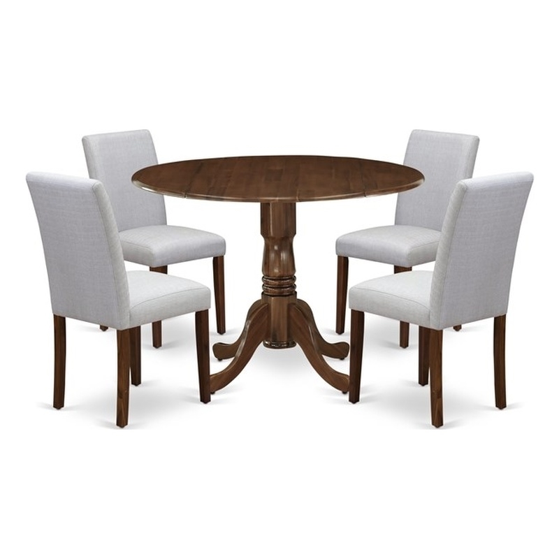 East West Furniture 5-Piece Dining Set in Antique Walnut/Gray