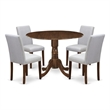 East West Furniture 5-Piece Dining Set in Antique Walnut/Gray