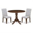 East West Furniture 3-Piece Kitchen Table Set in Antique Walnut/Gray