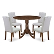 East West Furniture 5-Piece Dinette Set for Small Spaces in Antique Walnut/Gray