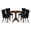 East West Furniture 5-Piece Dining Table Set  in Antique Walnut/Black
