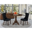 East West Furniture 3-Piece Kitchen Table Set in Antique Walnut/Black