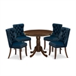 East West Furniture 5-Piece Kitchen Table Set in Antique Walnut/Navy Blue