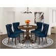 East West Furniture 5-Piece Kitchen Table Set in Antique Walnut/Navy Blue