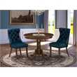 East West Furniture 3-Piece Kitchen Table Set in Antique Walnut/Navy Blue